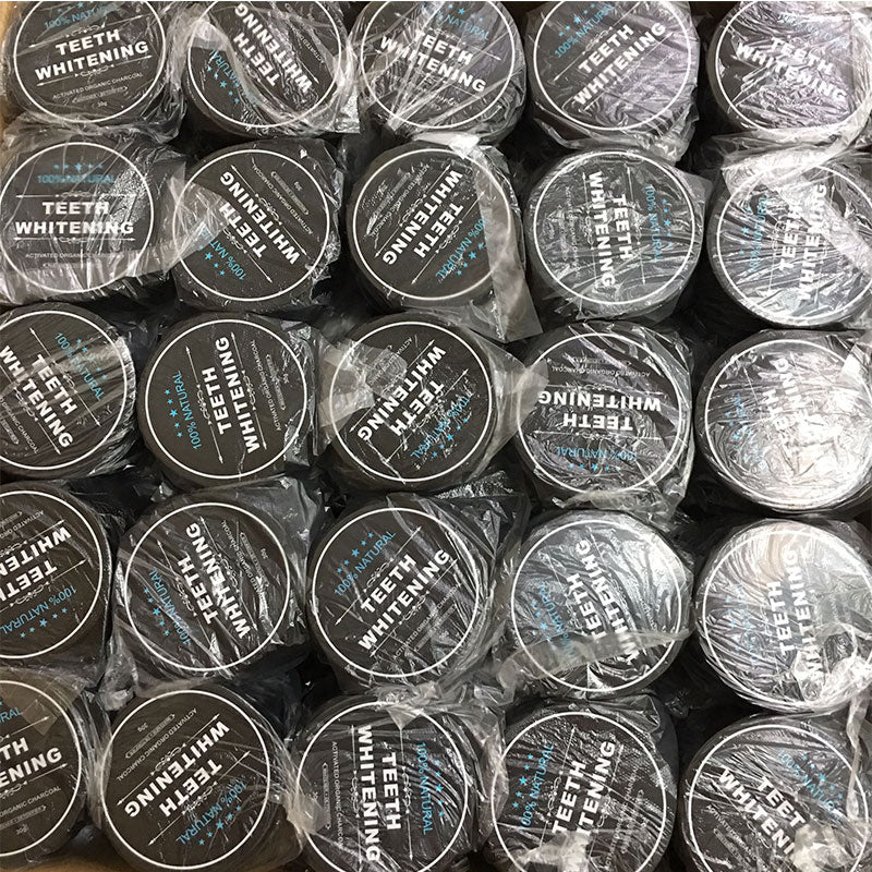 MINTY CHARCOAL TEETH WHITENING POWDER + TOOTHRUSH
