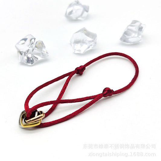 Creative hand-woven three-color three-ring big brand peripheral high-quality square titanium steel bracelet manufacturer wholesale bracelet