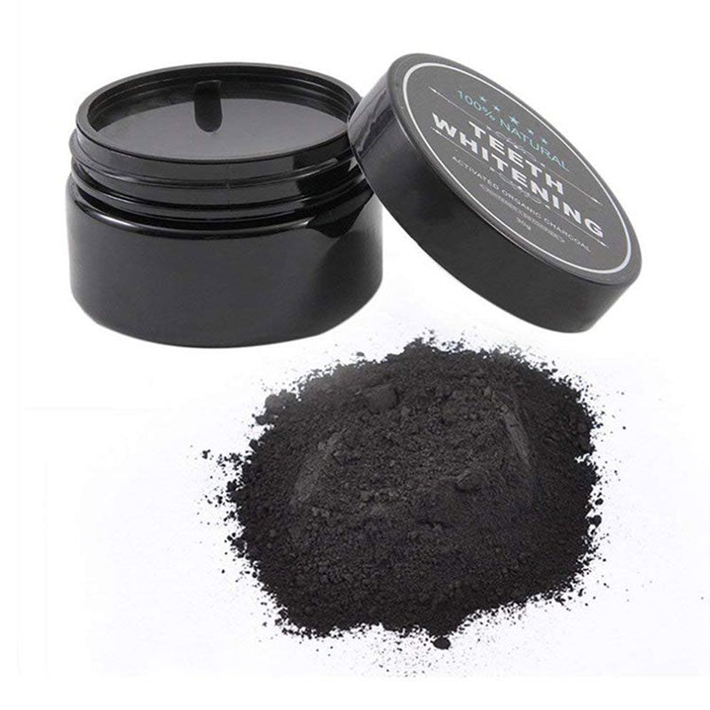 MINTY CHARCOAL TEETH WHITENING POWDER + TOOTHRUSH
