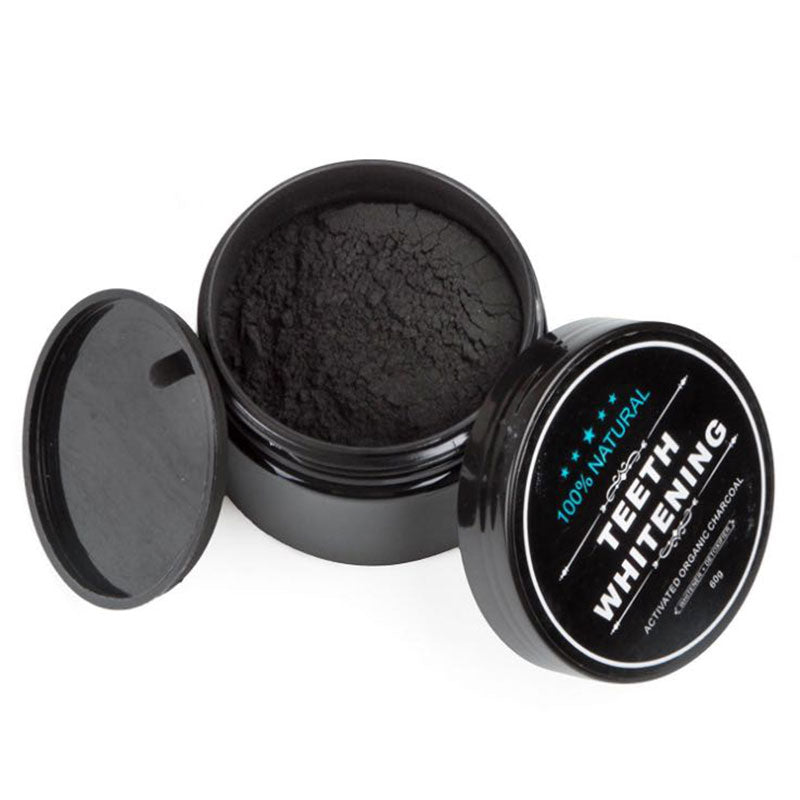 MINTY CHARCOAL TEETH WHITENING POWDER + TOOTHRUSH