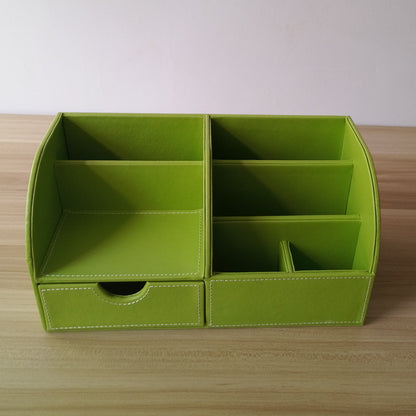 Desktop Office Storage Box Organizer Business Card Box Home With Drawer Organizer Box Creative Leather Pen Holder Manufacturer