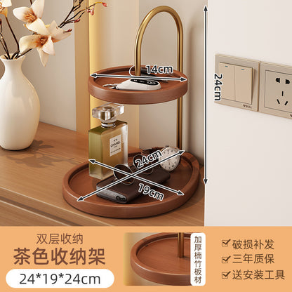Storage display rack retro bedroom household bamboo and wood jewelry entrance aromatherapy key tray desktop bean storage