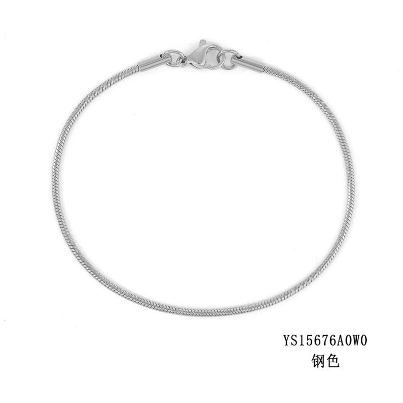 Korean round snake chain bracelet gold-plated stainless steel bracelet tide men's and women's jewelry fine bracelet batch