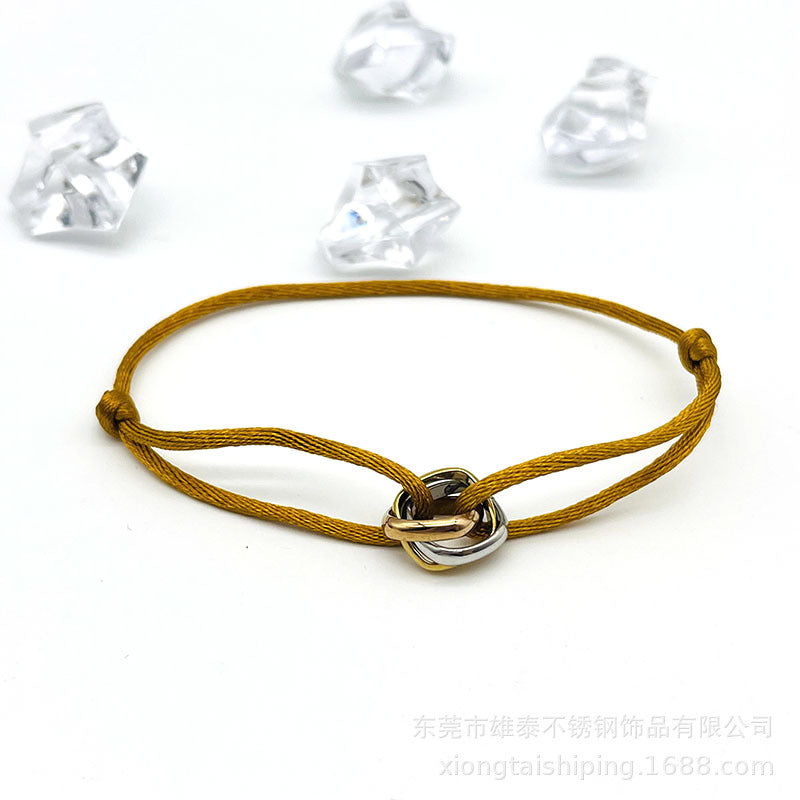 Creative hand-woven three-color three-ring big brand peripheral high-quality square titanium steel bracelet manufacturer wholesale bracelet