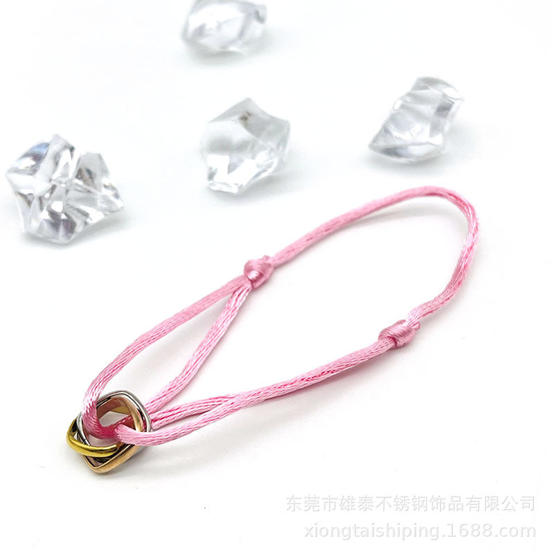 Creative hand-woven three-color three-ring big brand peripheral high-quality square titanium steel bracelet manufacturer wholesale bracelet