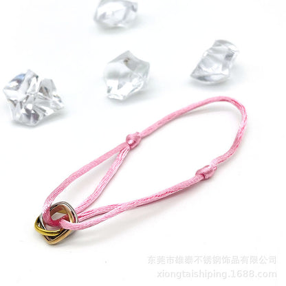 Creative hand-woven three-color three-ring big brand peripheral high-quality square titanium steel bracelet manufacturer wholesale bracelet