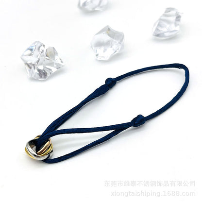 Creative hand-woven three-color three-ring big brand peripheral high-quality square titanium steel bracelet manufacturer wholesale bracelet