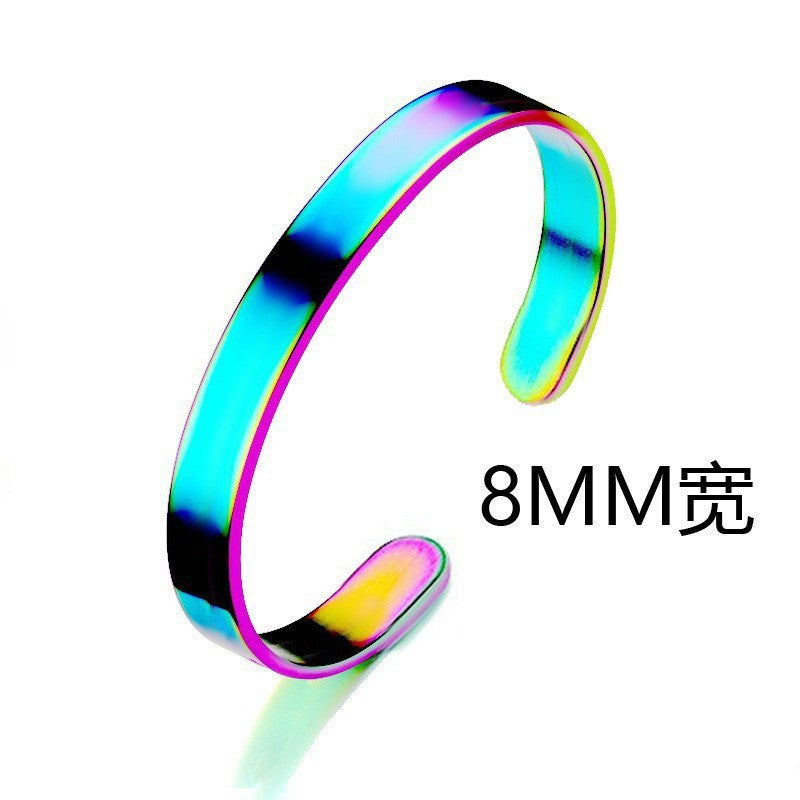 Cross-border titanium steel bracelet fashion simple stainless steel bracelet does not fade open C shape bracelet versatile hand jewelry wholesale