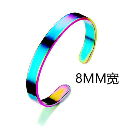 Cross-border titanium steel bracelet fashion simple stainless steel bracelet does not fade open C shape bracelet versatile hand jewelry wholesale