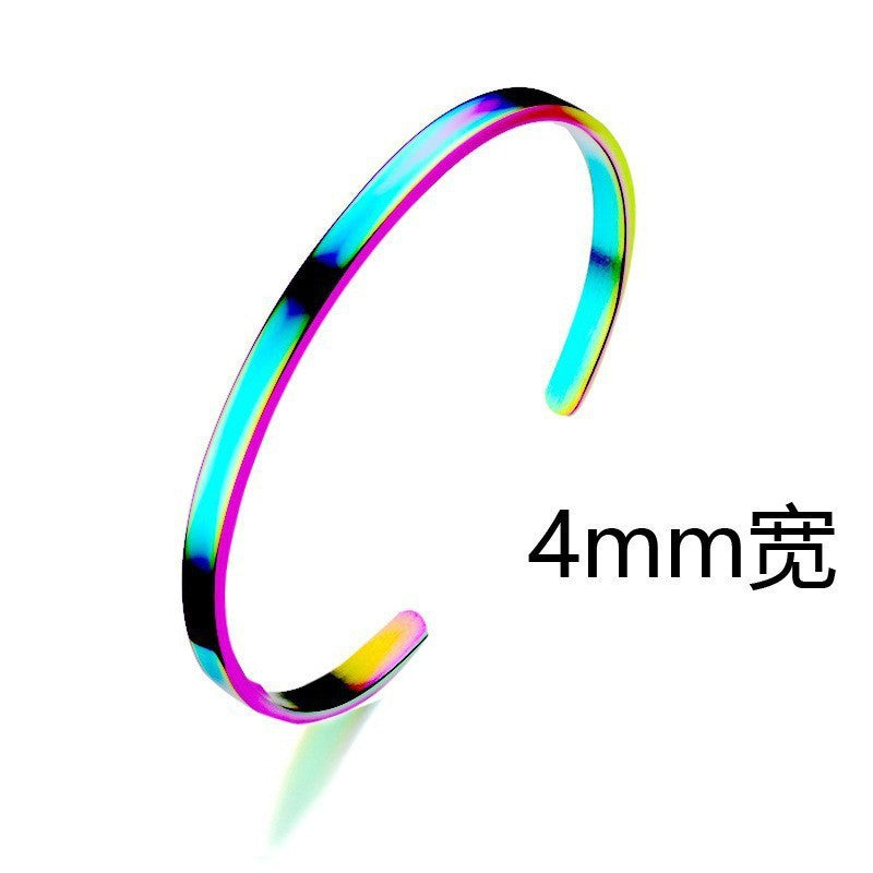 Cross-border titanium steel bracelet fashion simple stainless steel bracelet does not fade open C shape bracelet versatile hand jewelry wholesale