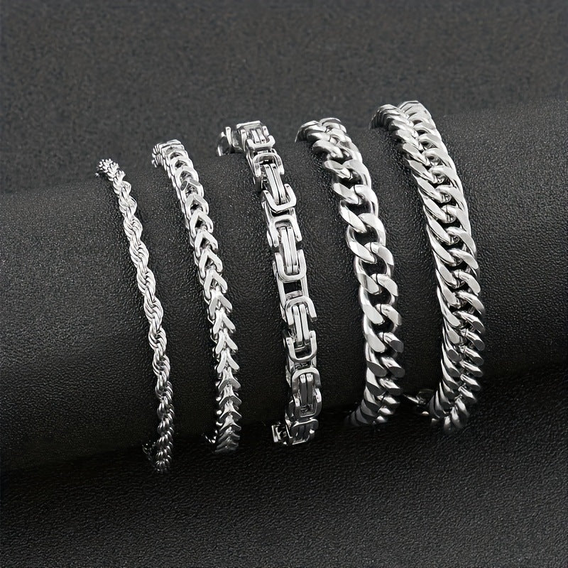 temu explosive stainless steel bracelet fashion men's bracelet set Cuban chain hip hop style titanium steel jewelry manufacturer