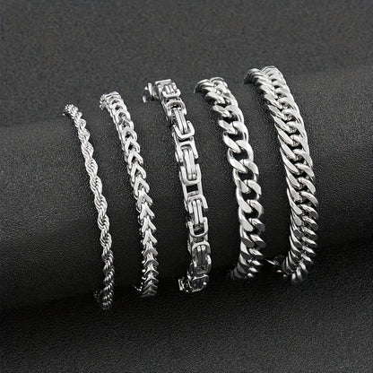temu explosive stainless steel bracelet fashion men's bracelet set Cuban chain hip hop style titanium steel jewelry manufacturer