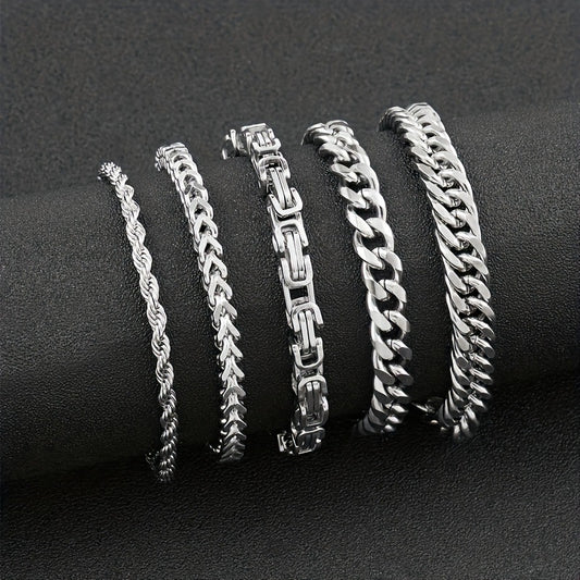 temu explosive stainless steel bracelet fashion men's bracelet set Cuban chain hip hop style titanium steel jewelry manufacturer