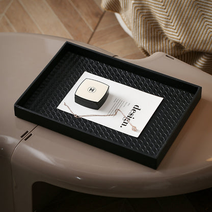 Light luxury leather pallet square living room model room high-end aromatherapy perfume cosmetics storage tray ornament
