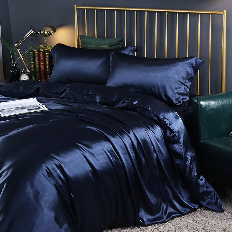 Luxury silk four-piece set double-sided mulberry silk satin quilt cover ice silk silk sheets bedding wholesale