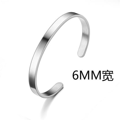 Cross-border titanium steel bracelet fashion simple stainless steel bracelet does not fade open C shape bracelet versatile hand jewelry wholesale