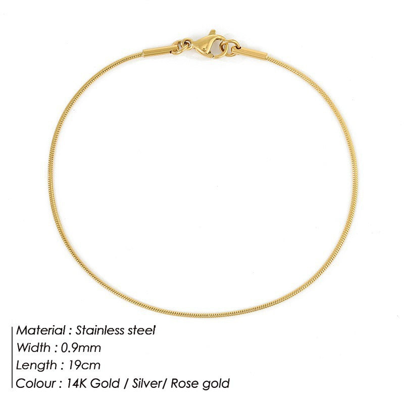 Korean round snake chain bracelet gold-plated stainless steel bracelet tide men's and women's jewelry fine bracelet batch