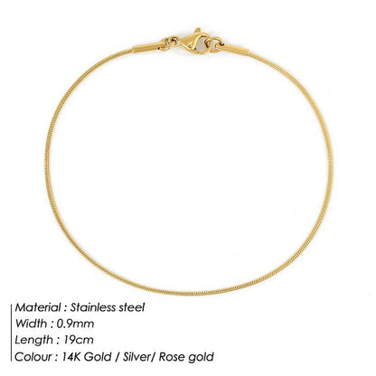 Korean round snake chain bracelet gold-plated stainless steel bracelet tide men's and women's jewelry fine bracelet batch