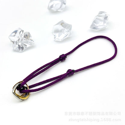 Creative hand-woven three-color three-ring big brand peripheral high-quality square titanium steel bracelet manufacturer wholesale bracelet