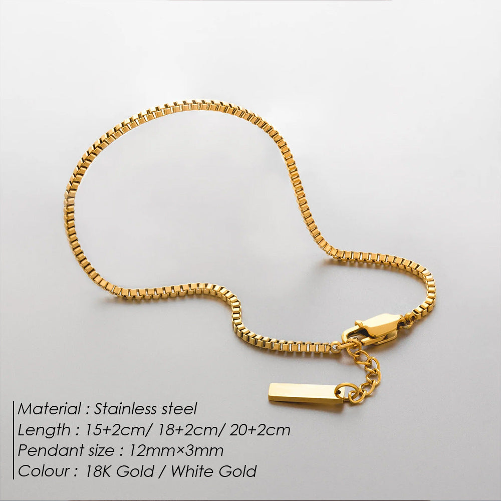 Minimalist style long pendant bracelet 18K gold does not fade commuting versatile layering wear fine box chain wholesale
