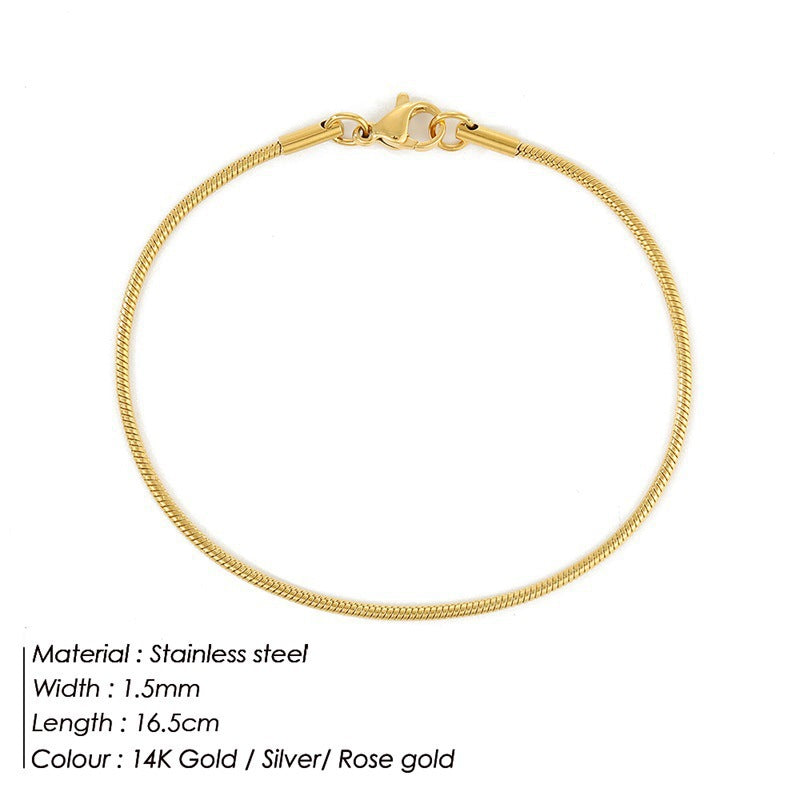 Korean round snake chain bracelet gold-plated stainless steel bracelet tide men's and women's jewelry fine bracelet batch