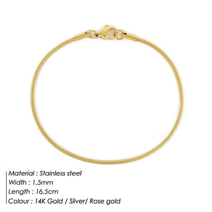 Korean round snake chain bracelet gold-plated stainless steel bracelet tide men's and women's jewelry fine bracelet batch