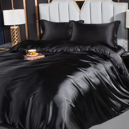 European-style satin four-piece set, Nantong City home textile wholesale, solid color silk silk duvet covers, bed sheets, covers, bedding