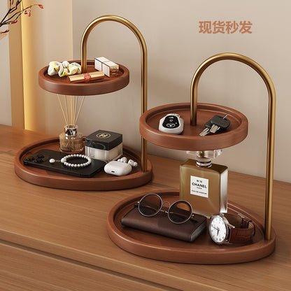 Storage display rack retro bedroom household bamboo and wood jewelry entrance aromatherapy key tray desktop bean storage