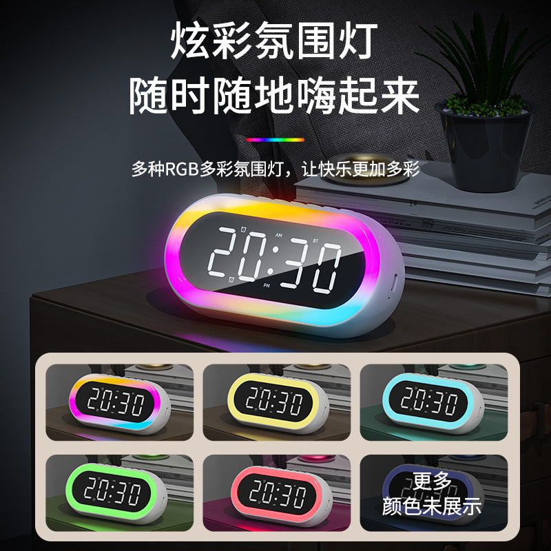 Cross-border creative private model LED digital clock student night light small alarm clock colorful RGB light multi-function Bluetooth audio