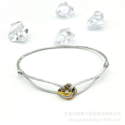Creative hand-woven three-color three-ring big brand peripheral high-quality square titanium steel bracelet manufacturer wholesale bracelet