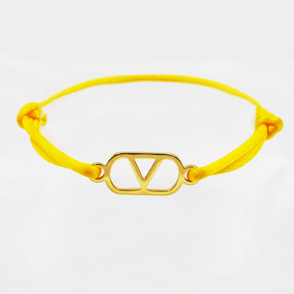 Cross-border source foreign trade hand-woven couple stainless steel Warren V bracelet hollow English letter bracelet adjustable