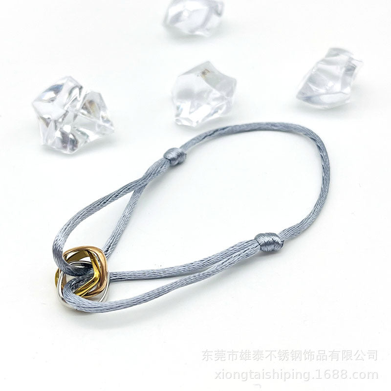 Creative hand-woven three-color three-ring big brand peripheral high-quality square titanium steel bracelet manufacturer wholesale bracelet