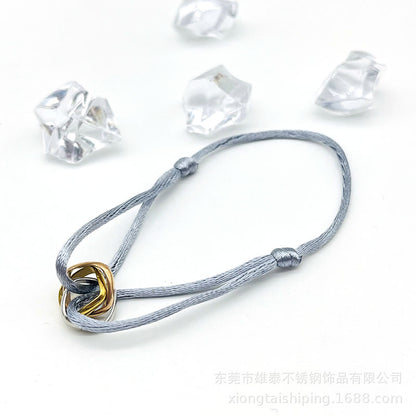 Creative hand-woven three-color three-ring big brand peripheral high-quality square titanium steel bracelet manufacturer wholesale bracelet