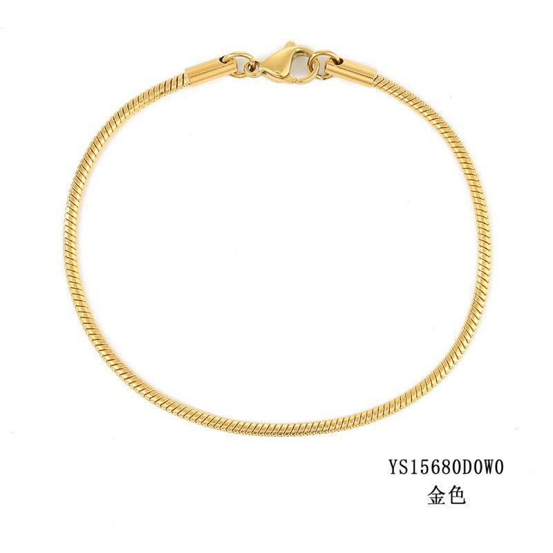 Korean round snake chain bracelet gold-plated stainless steel bracelet tide men's and women's jewelry fine bracelet batch