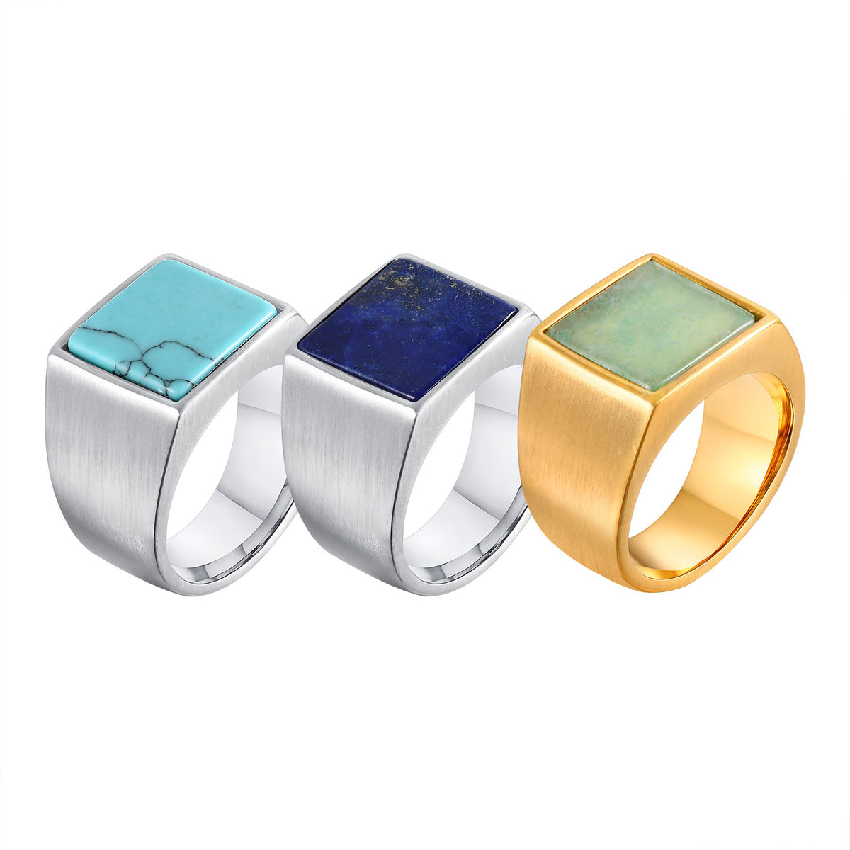 Natural Stone Square Signet Ring