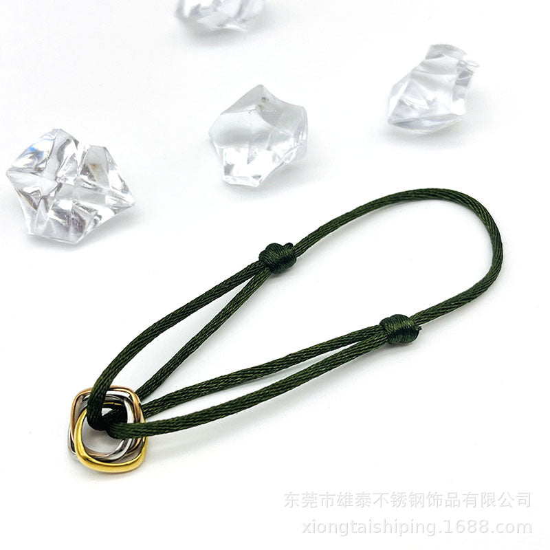 Creative hand-woven three-color three-ring big brand peripheral high-quality square titanium steel bracelet manufacturer wholesale bracelet
