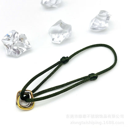Creative hand-woven three-color three-ring big brand peripheral high-quality square titanium steel bracelet manufacturer wholesale bracelet