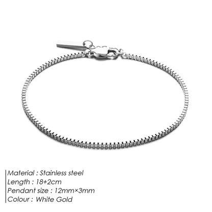 Minimalist style long pendant bracelet 18K gold does not fade commuting versatile layering wear fine box chain wholesale