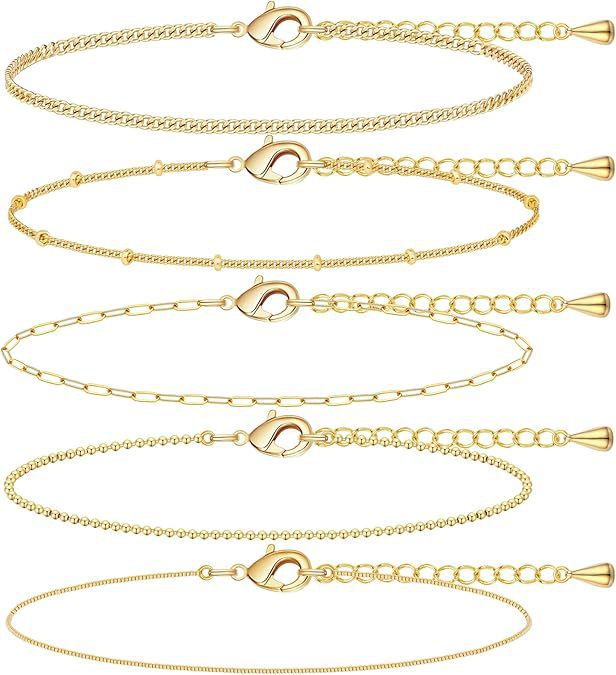 European and American cross-border simple five-piece bracelet men's hip hop niche metal chain set multi-layer chain simple bracelet
