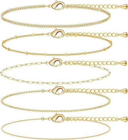 European and American cross-border simple five-piece bracelet men's hip hop niche metal chain set multi-layer chain simple bracelet