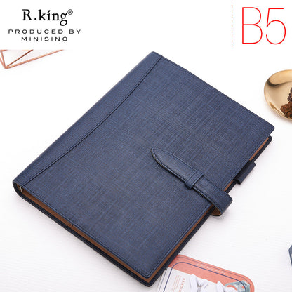 r.king Pinshi B5A5 loose-leaf crocodile pattern cowhide handbook, leather note, office stationery, business notebook