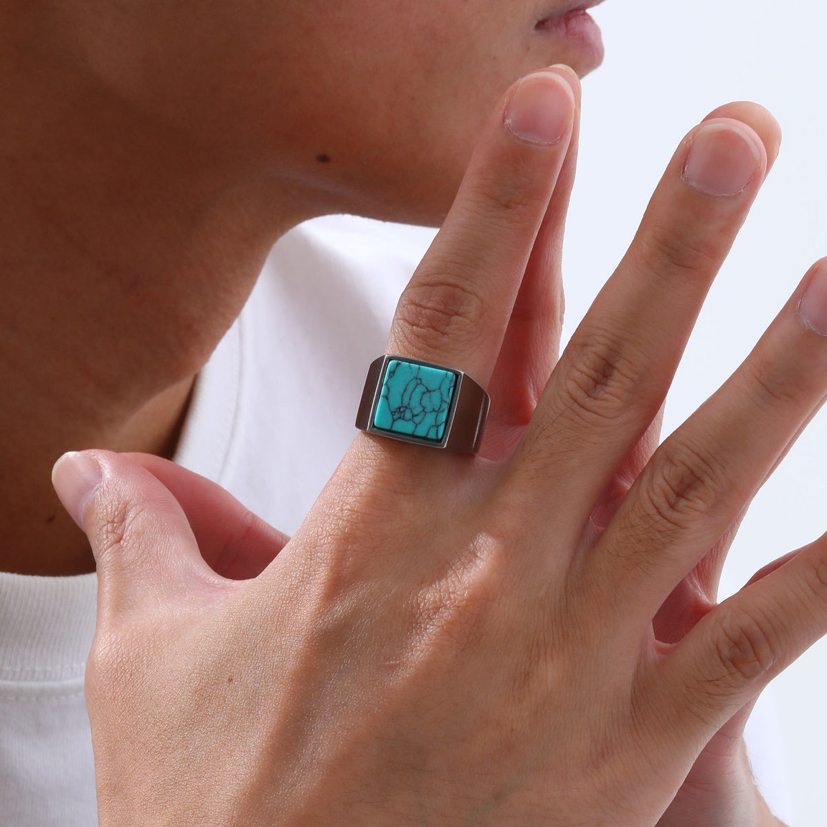 Natural Stone Square Signet Ring