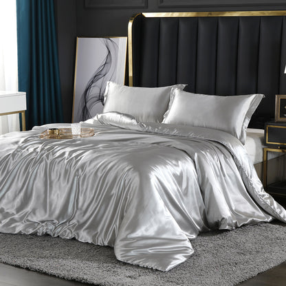 Luxury silk four-piece set double-sided mulberry silk satin quilt cover ice silk silk sheets bedding wholesale