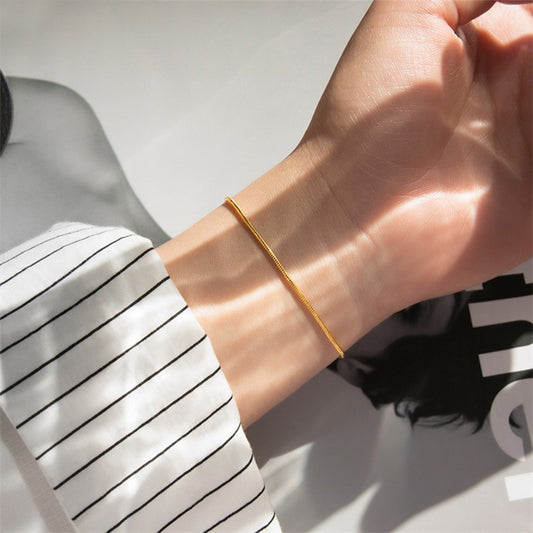 Korean round snake chain bracelet gold-plated stainless steel bracelet tide men's and women's jewelry fine bracelet batch