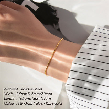 Korean round snake chain bracelet gold-plated stainless steel bracelet tide men's and women's jewelry fine bracelet batch