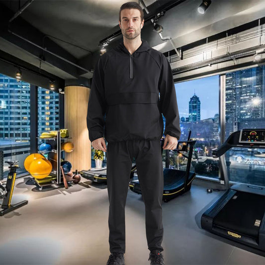 New sweat suit men's fitness sports sweating top fat loss sweating running training sweat sweat suit sauna suit set