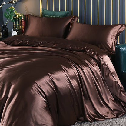 Luxury silk four-piece set double-sided mulberry silk satin quilt cover ice silk silk sheets bedding wholesale