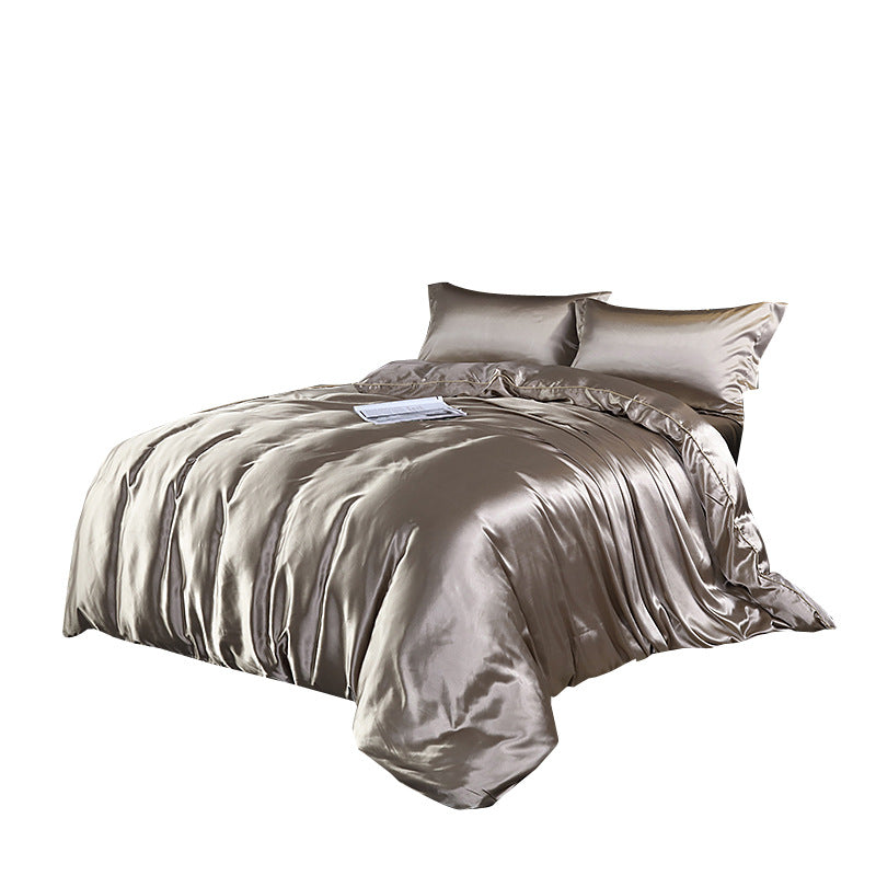 Luxury silk four-piece set double-sided mulberry silk satin quilt cover ice silk silk sheets bedding wholesale