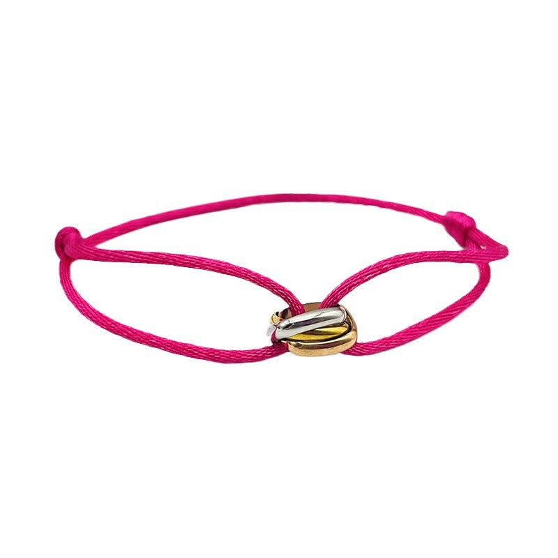 Creative hand-woven three-color three-ring big brand peripheral high-quality square titanium steel bracelet manufacturer wholesale bracelet