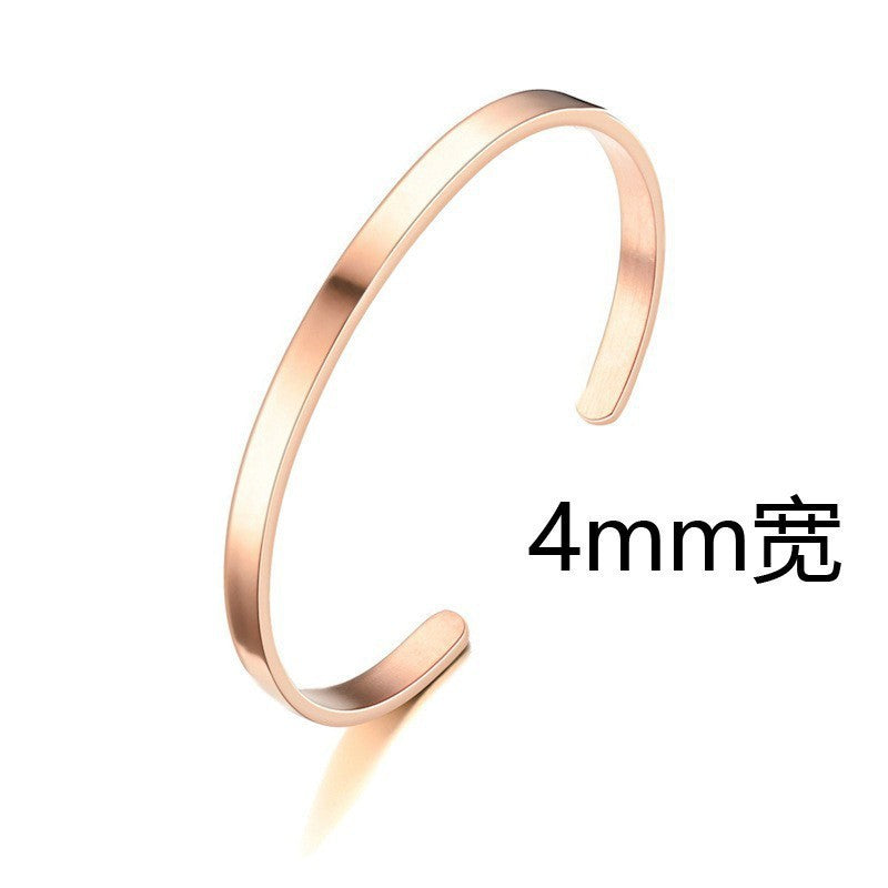 Cross-border titanium steel bracelet fashion simple stainless steel bracelet does not fade open C shape bracelet versatile hand jewelry wholesale